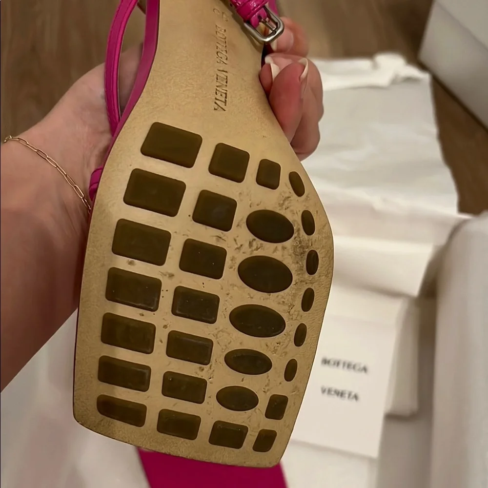 Pink Strappy Heels with Square Toe - Picture 7 of 11